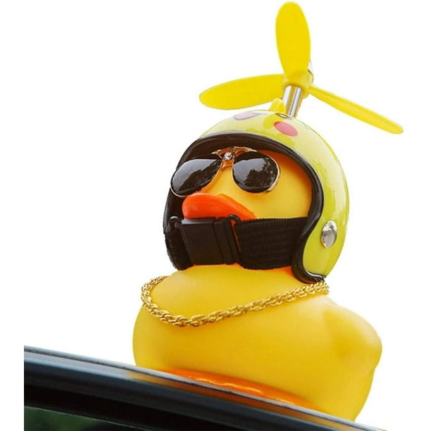 Gummiente, niedliche, gelbe windbrechende Ente mit Propeller-Helm, Auto- Ornamente, Auto-Armaturenbrett-Dekorationen für Erwachsene, Kinder (Huhn),  Produktname: 