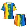 thumbnail image 4 of Naloa Rainbow Colored Women's Short-Sleeved Pajama Set, Loungewear, Summer pajamas, Breathable Cozy - XX-Large, 4 of 9