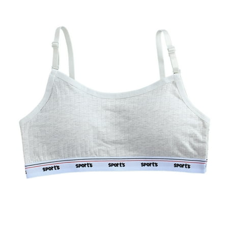 

CHOMOEN Children Girls Spaghetti Strap Bra with Chest Pad Ribbed Plain Solid Color Letters Bralette Sling Vest Sports Underwear
