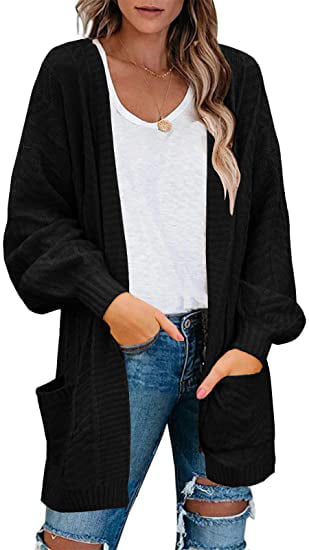 Womens Open Front Chunky Knit Sweater Cardigans Long Sleeve Casual Loose  Cozy Outwear with Pockets - Walmart.com