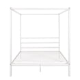 thumbnail image 6 of Metal Framed Canopy Platform Bed, Queen Size Bed Frame with Built-in Headboard & 4 Sturdy Metal Slats, Modern Canopy Bed Frame for Adults, No Box Spring Needed, 83.5"L x 63"W x 73.2"H, White, 6 of 7