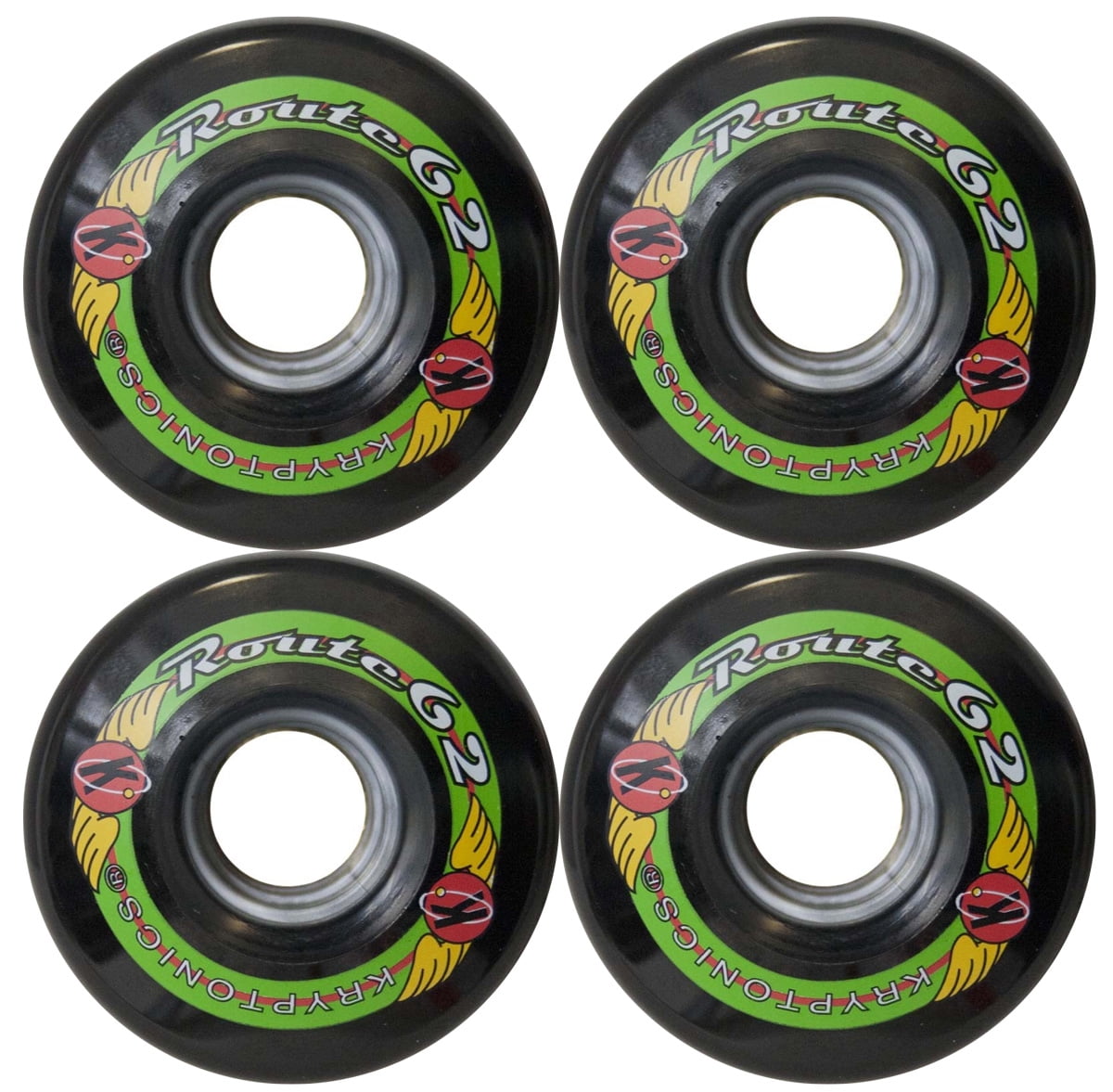KRYPTONICS ROUTE 62MM 78A BLACK Longboard Cruiser Skateboard Wheels
