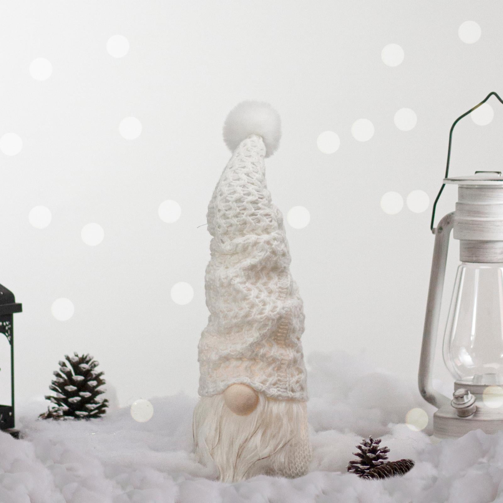 Northlight 16" LED Lighted White Knit Gnome Christmas Figure