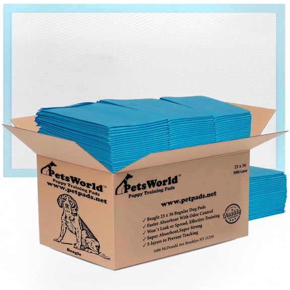 PetsWorld 300 Count Puppy Pads for Small Pets, 23 in x 36 in, Leak-Proof, Value Pack