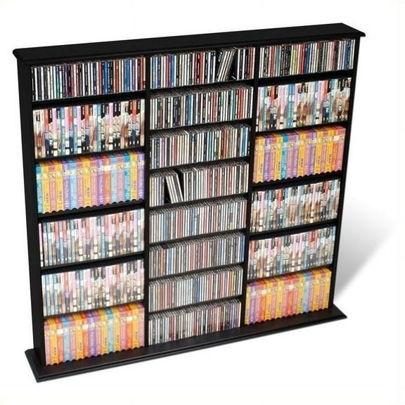 Bowery Hill 51" Triple CD DVD Wall Media Storage Rack in Black