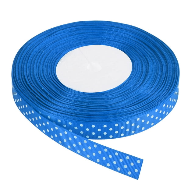 Cintas Grosgrain Uxcell de 50 yardas de 5/8" azul brillante con puntos blancos para moño