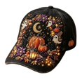 thumbnail image 2 of WHEANG Halloween Hats for Women Men Black Washed Distressed Baseball Cap Vintage Halloween Print Trucker Hat Outdoor Wear Halloween Hat M Black, 2 of 4