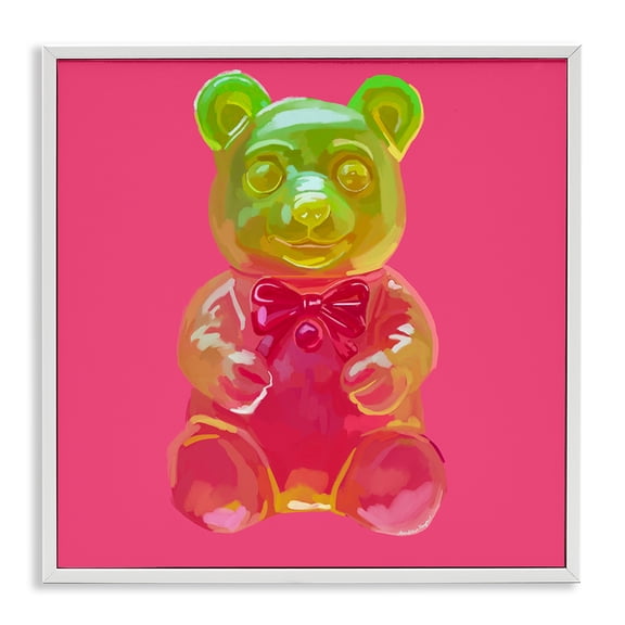 Stupell Industries Eclectic Candy Bear on Pink White Framed Giclee Art, 17 x 17, by Amelia Noyes