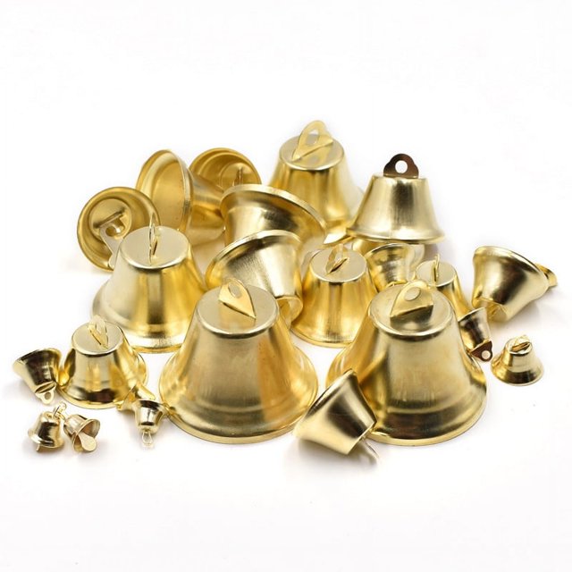 50 Uds. De campanas doradas, minicampanas de la libertad para manualidades, decoración y fabricación de campanillas de viento, campanas nupciales, adornos de campanas decorativas