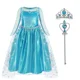 thumbnail image 3 of Vestido de princesa Elsa Anna de Disney para niñas, vestido de fiesta de malla para Halloween, carnaval, cumpleaños, disfraz de Reina de las Nieves de Frozen, 3 of 5