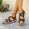 thumbnail image 4 of Womens Comfort Sandals Cross Strap with Adjustable Ankle Strap, Cushioned Lightweight Everyday Casual Black Vegan Faux Leather,Size 40, 4 of 9