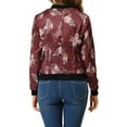 thumbnail image 4 of INSPIRE CHIC Women's Bomber Jacket Slim Fit Lightweight Zip Up Jacket M Burgundy, 4 of 9