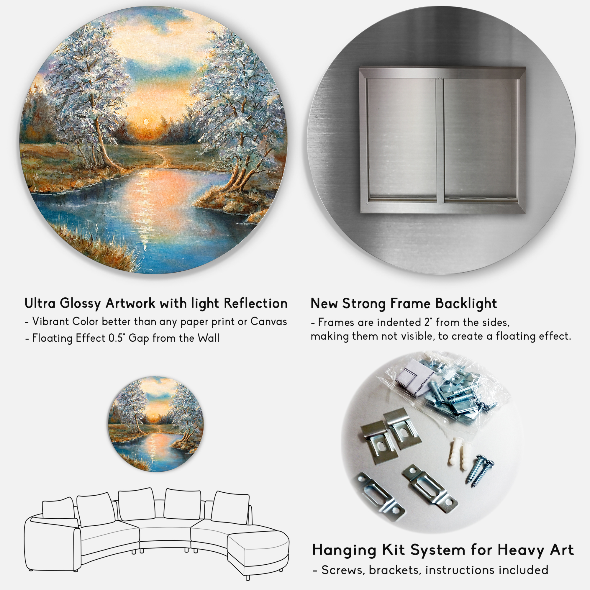 Designart 'Birches In The Autumn Woods Sunset' Lake House Circle Metal Wall Art 11x11 - Disc of 11