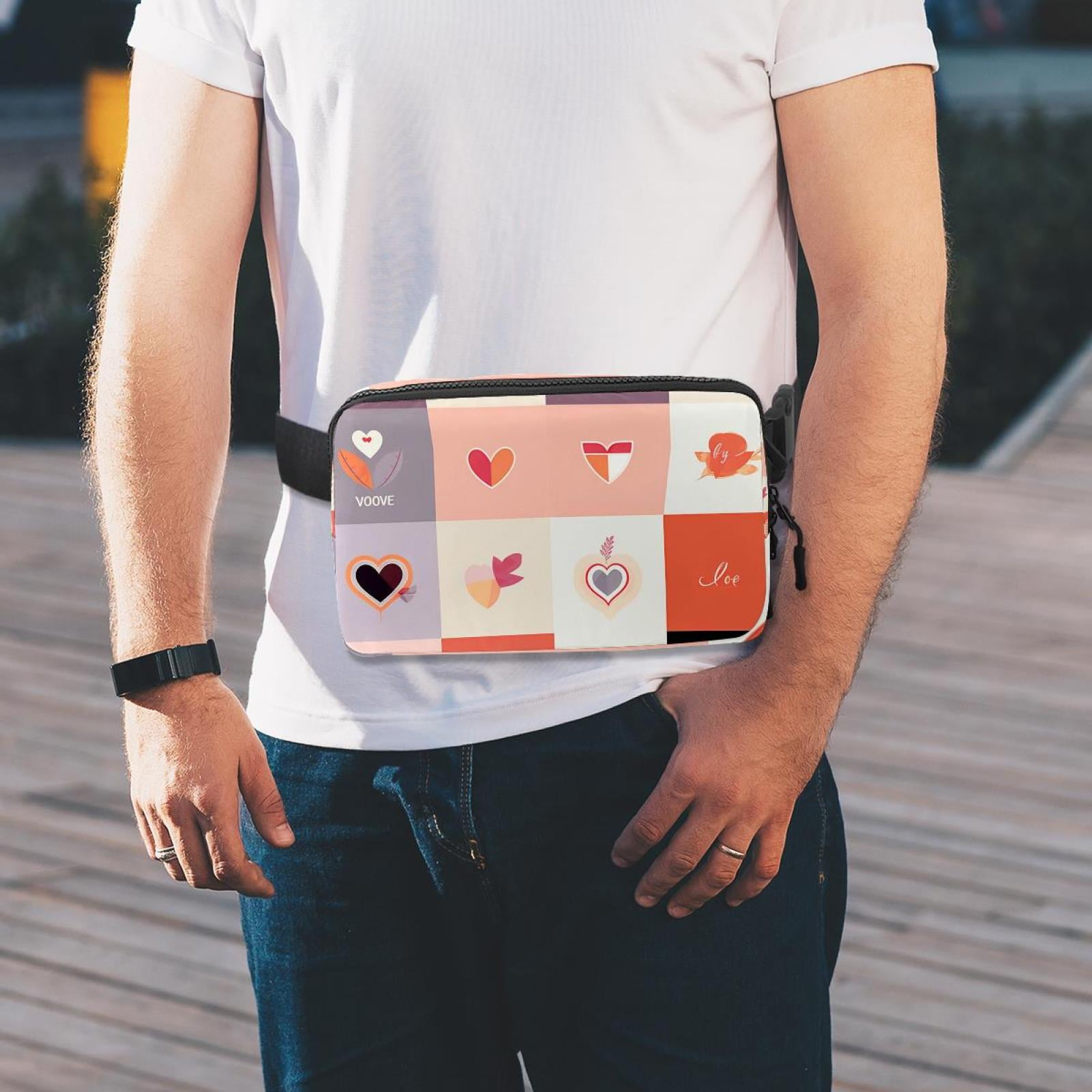 Valentine's Day Money Belt Waist Bag Fanny Pack - Lightweight Adjustable with Extension Strap Unisex