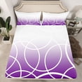 thumbnail image 2 of jejeloiu Abstract Waves Stripes Full Size Sheets,Purple White Bed Sheets For Teens Boys 4pcs, 2 of 7