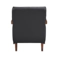 thumbnail image 5 of Black Leather Accent Chair With Plywood Construction, Design, Walnut Finish Wood Base, Primary Living Space Seat Stylish Chair, Upholstery, Components, High Foam Filled, 5 of 6
