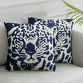 thumbnail image 3 of Acheng Navy Blue Leopard Print Pillow Covers Set of 2 Cheetah Animal Pattern Chinoiserie Decorative Throw Pillows Outdoor Pillowcase Farmhouse Cushion Case Decor for Sofa Couch Bed 12x12in, 3 of 7