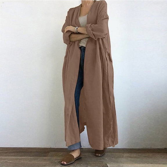 Blmnix Button Jacket Women Trench Coat Women Adaptable Overcoat Bed Jackets Jacket Long Long Sleeve Yellow Cocoon Winter Jacket