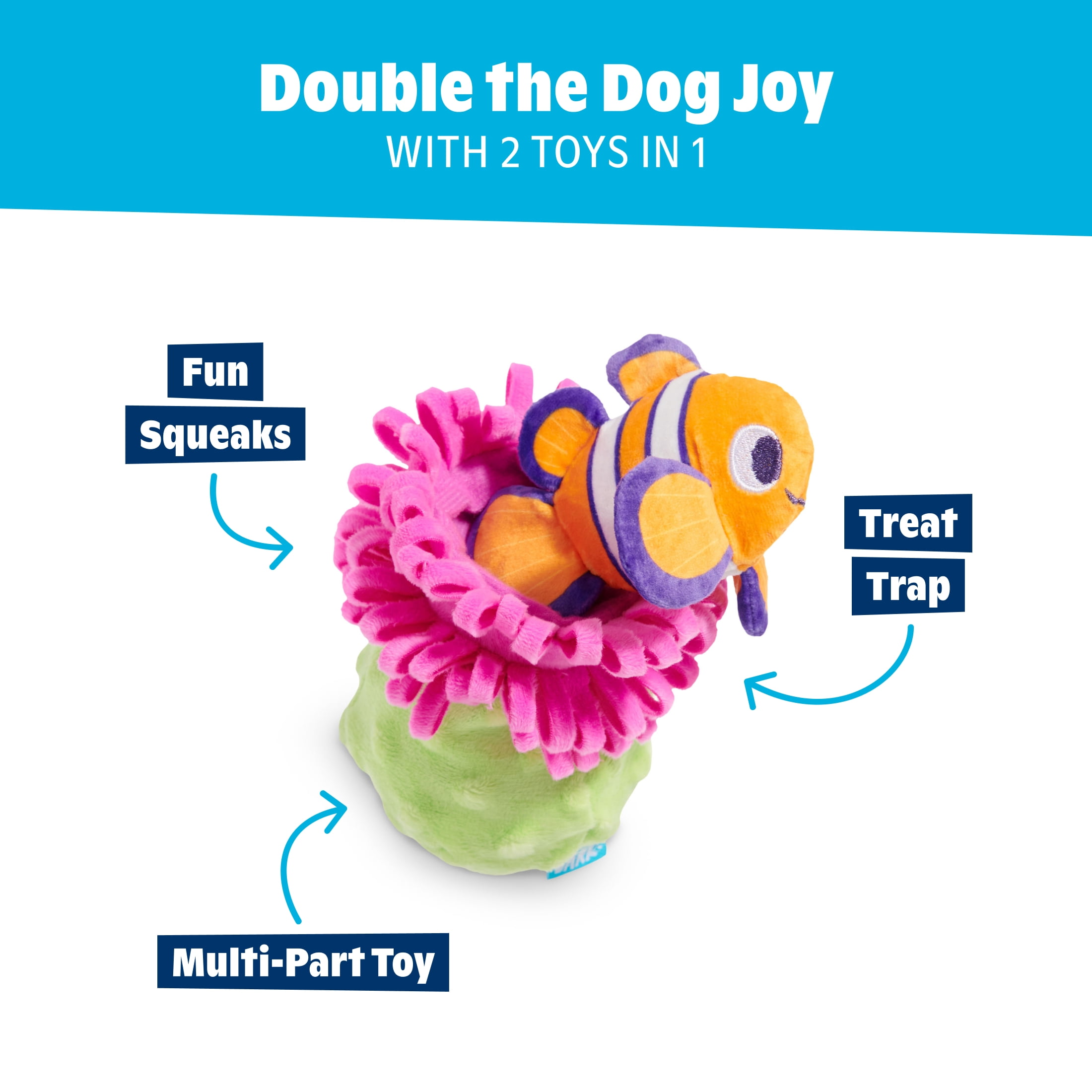 Clown Fishing Around Interactive Chewable Dog Toy for All Sizes
