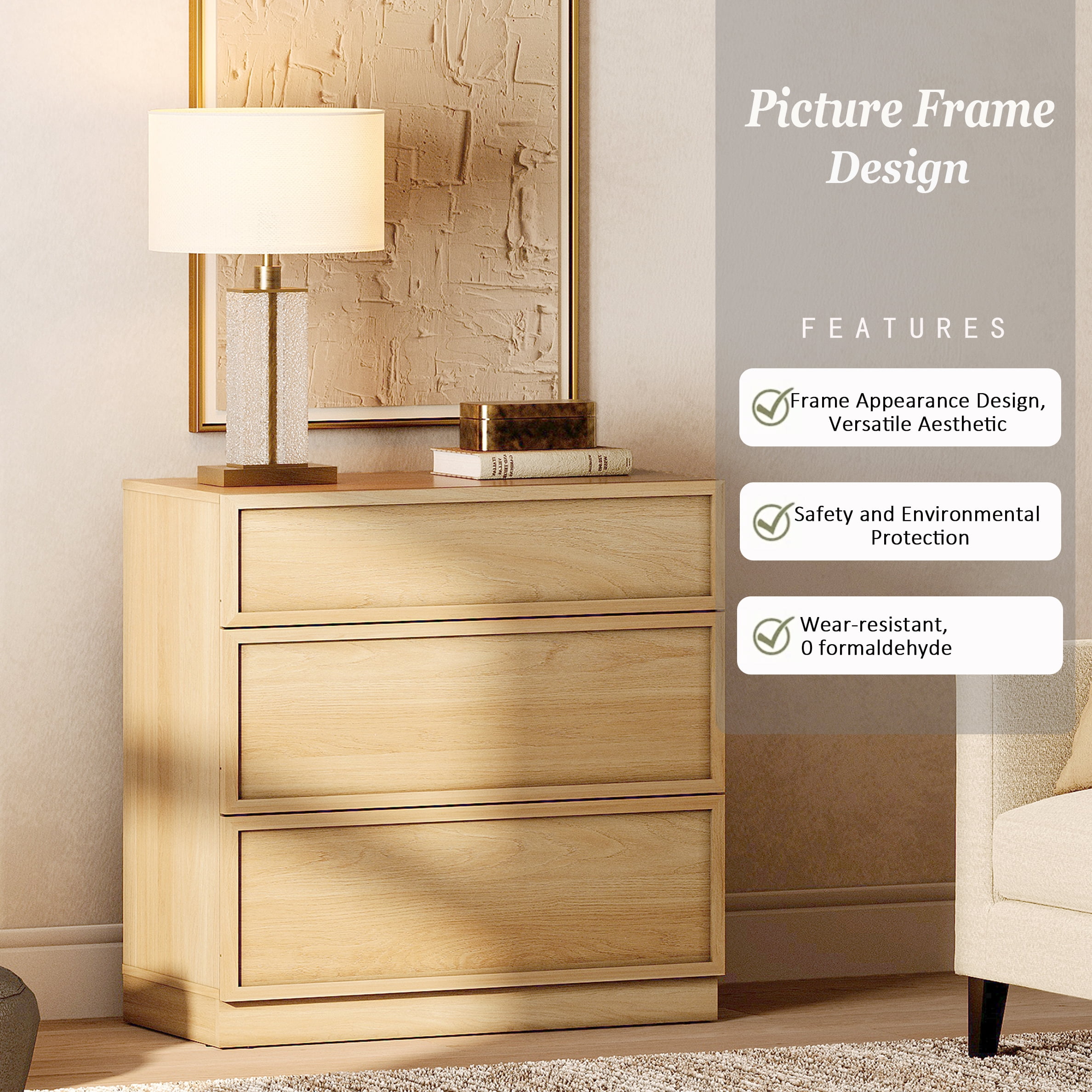 31.5" Modern Sideboard Buffet Cabinet with 3 Drawers, Multifunctional Sideboard with Large Storage and Adjustable Shelf