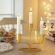 thumbnail image 1 of Candelabro de metal de hierro con detalles de cristal - Candelabro decorativo de 15x14x6 cm en negro o dorado para mesa de comedor y salón, 1 of 6