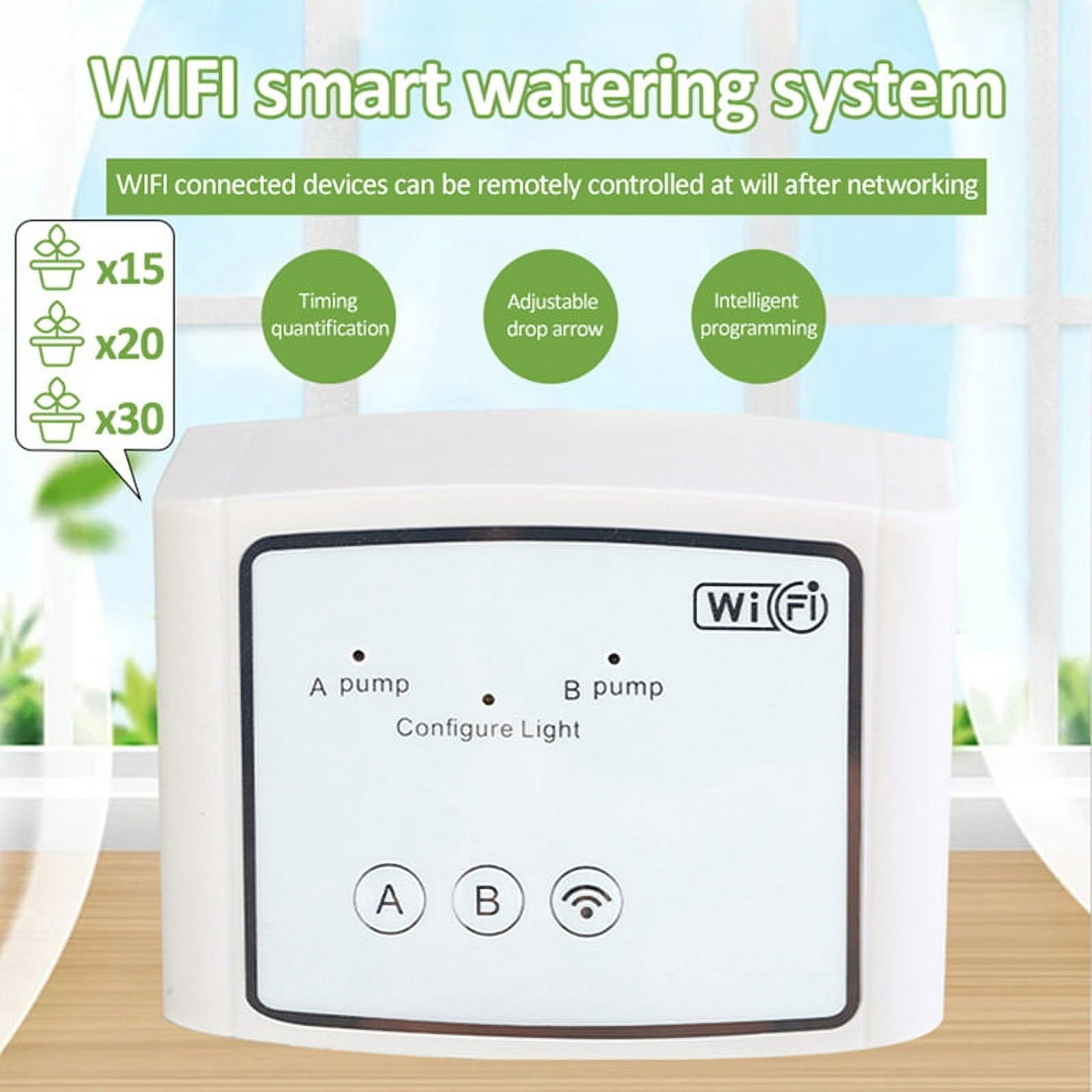 WIFI Intelligent Watering Device Double Pump Timed Automatic Drip Irrigation System Remote Control for 15 Pots