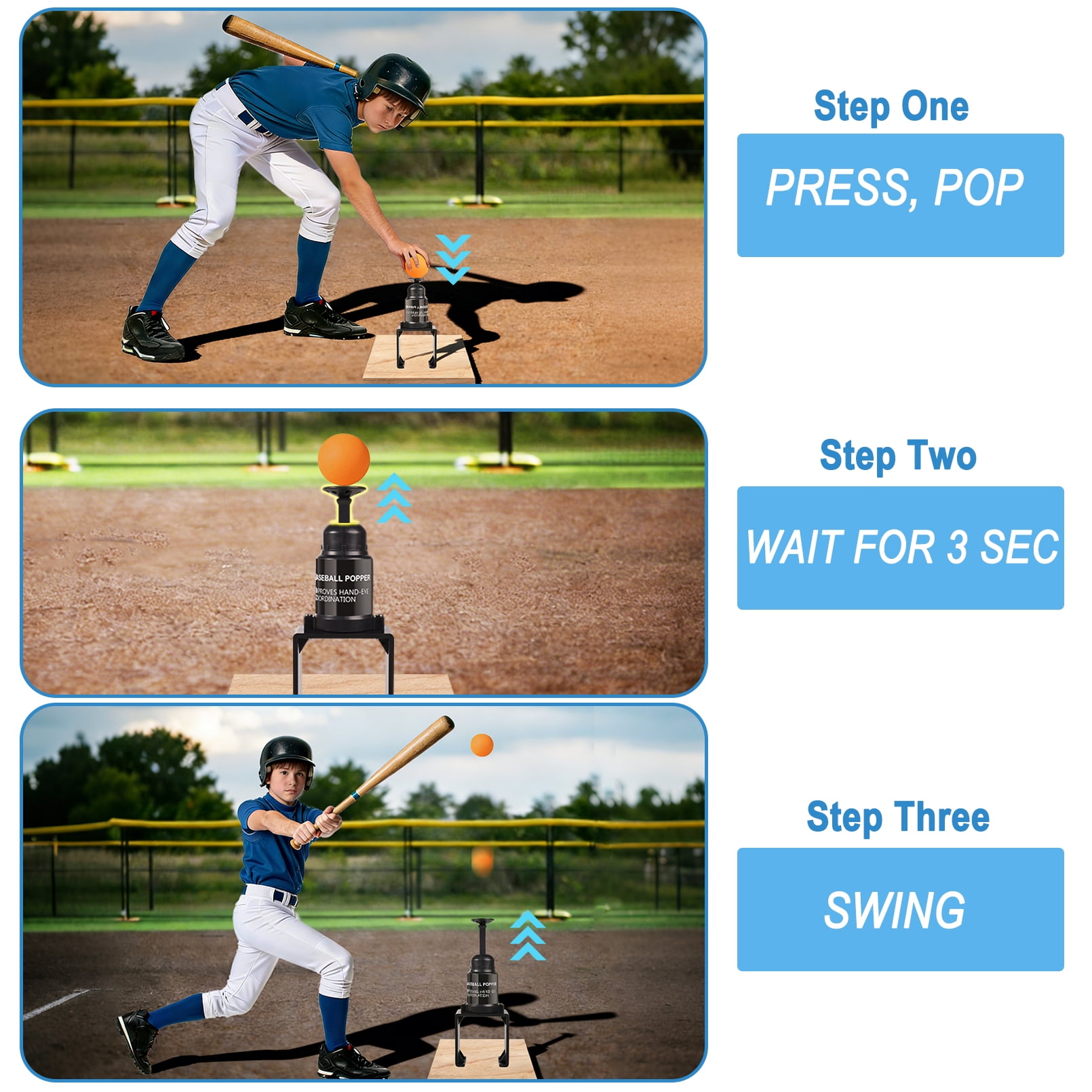 Softball Baseball Popper Training Aid with 4 Softballs