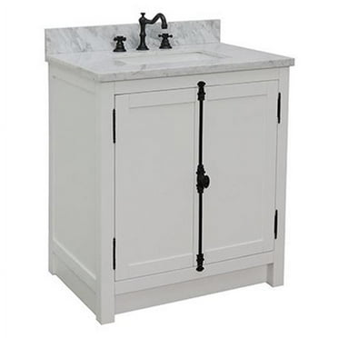 31 x 22 x 36 in. Single Vanity, Glacier Ash Top with White Carrara & Rectangle Sink