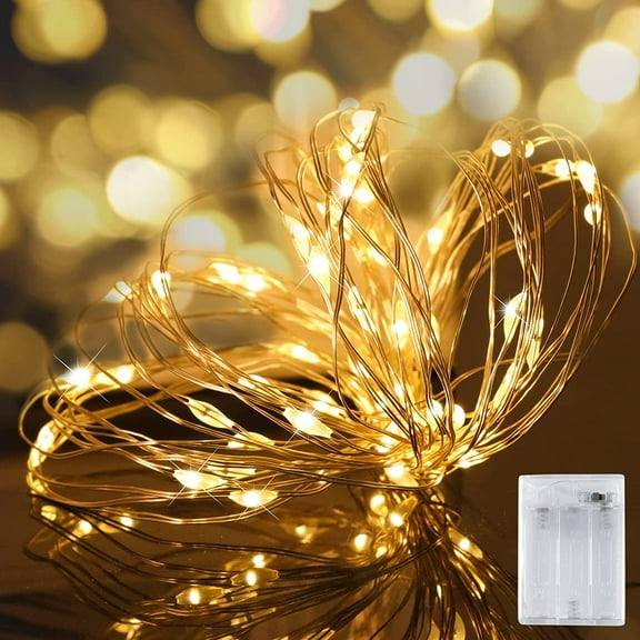 Yogle Fairy Lights Battery Operated,60 LED Mini Silver Copper Wire String Lights, IP65 Waterproof