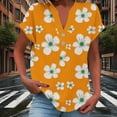 thumbnail image 2 of Enjoytime Short Sleeve Shirts for Women Floral Printed V-Neck Button Down Blouses Summer Spring Trendy Casual Plus Size Tops Orange L, 2 of 6