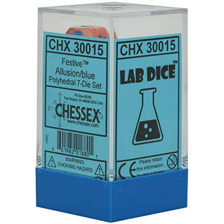 7-Piece Festive Allusion Dice Set - Blue Polyhedral Dice For RPG Games