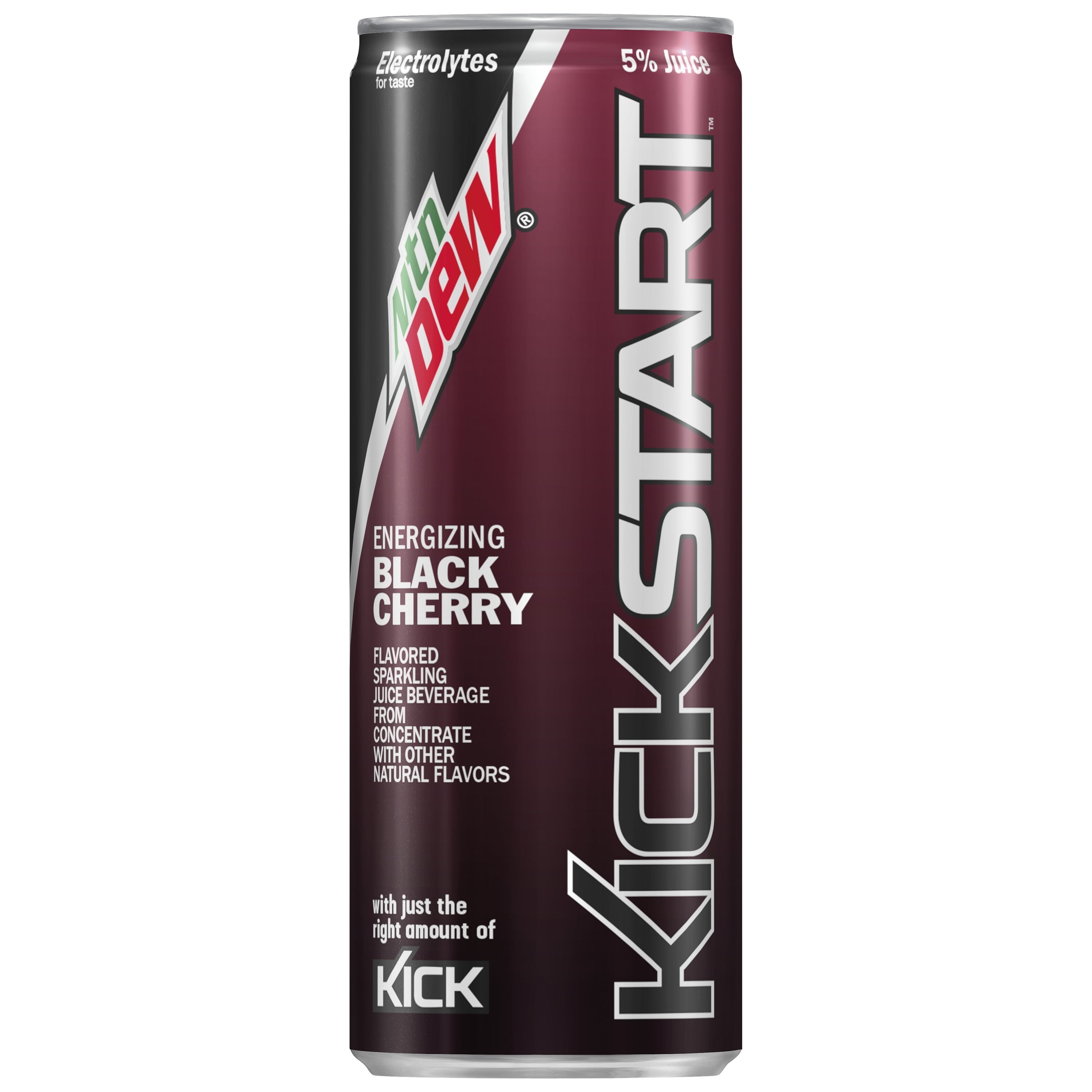 Mtn Dew Kickstart, Black Cherry, 12oz Sleek Cans (Pack of 18)