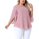thumbnail image 4 of Blusas de verano casuales de gasa para mujer de tallas grandes Agnes Orinda, con cuello redondo y mangas 3/4, color rosa, talla 4X, 4 of 6