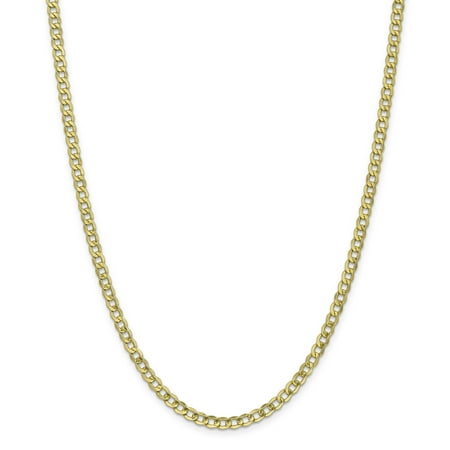 - 10k Yellow Gold 4.3mm Curb Cuban Link Chain Necklace 24 Inch Pendant Charm For Women Gift Set
