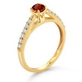 thumbnail image 3 of Gem Stone King 10K Yellow Gold Red Garnet and White Lab Grown Diamond Engagement Ring for Women (0.55 Cttw, Gemstone January Birthstone, Round 4MM, Size 8), 3 of 4