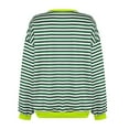 thumbnail image 5 of Women Oversized Striped Crewneck Sweatshirt Long Sleeve Color Block Pullover Tops Casual Loose Workout Shirt 02-Green XL, 5 of 5