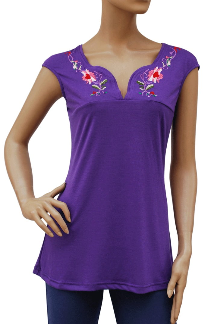 Faship  floral embroidered embroidery stretch tshirt top tee blouse m