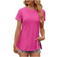thumbnail image 3 of yillto Women's Summer Tshirts Short Sleeve Crewneck Pullover Blouse Shirts Side Split Tunic Tops, 3 of 4