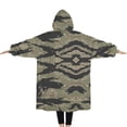 thumbnail image 2 of Oversized Wearable Blanket Hoodie,Green Camo Tiger Stripe Pattern Sherpa Blanket Hoodie with Super Pockets,Super Warm Fuzzy Pullover for Women & Men, 2 of 6