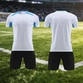 thumbnail image 3 of Odeerbi Conjunto de Uniformes de Entrenamiento de Fútbol de Malla Para Chicos Y Niñas Pantalones Cortos de Camiseta de Manga Corta En Cuadro Conjunto Atlético Seco Rápido Para 5-15 Años, 3 of 8