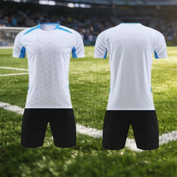 Amidoa Boys Athletic Shorts Set 2 Piece Quick-dry Performance T-Shirt and Elastic Waist Active Shorts Outfit Blue Size