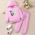 thumbnail image 2 of Girls 2Pcs Outfit Set Children Long Sleeved Hoodie Pants Cute Casual Set for 6-24 Months 2T 3T 4T 5T 6T Children Purple,3-4 Years, 2 of 9