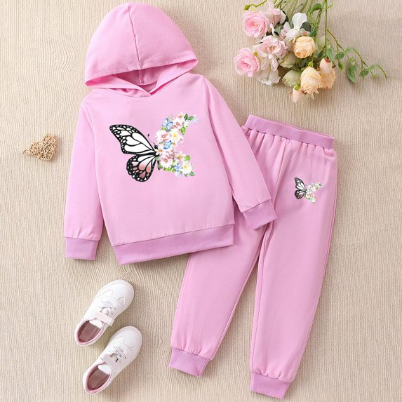 Duqingm Kid Toddler Girl Clothes Long Sleeve Cute Print Hoodie Sweatshirt Flare Pants Girls Fall Winter Outfits 2-7 Years