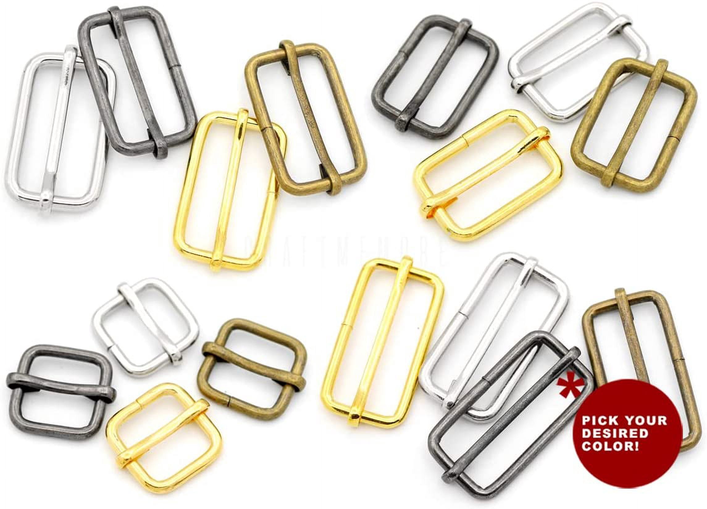 CRAFTME STUDIO 1-1/2 Inch Triglide Slider Belt Keeper with Movable Bar Strap Adjuster, Rectangle Purse and Bag Webbing Hardware, 10 PCS (Antique Brass)