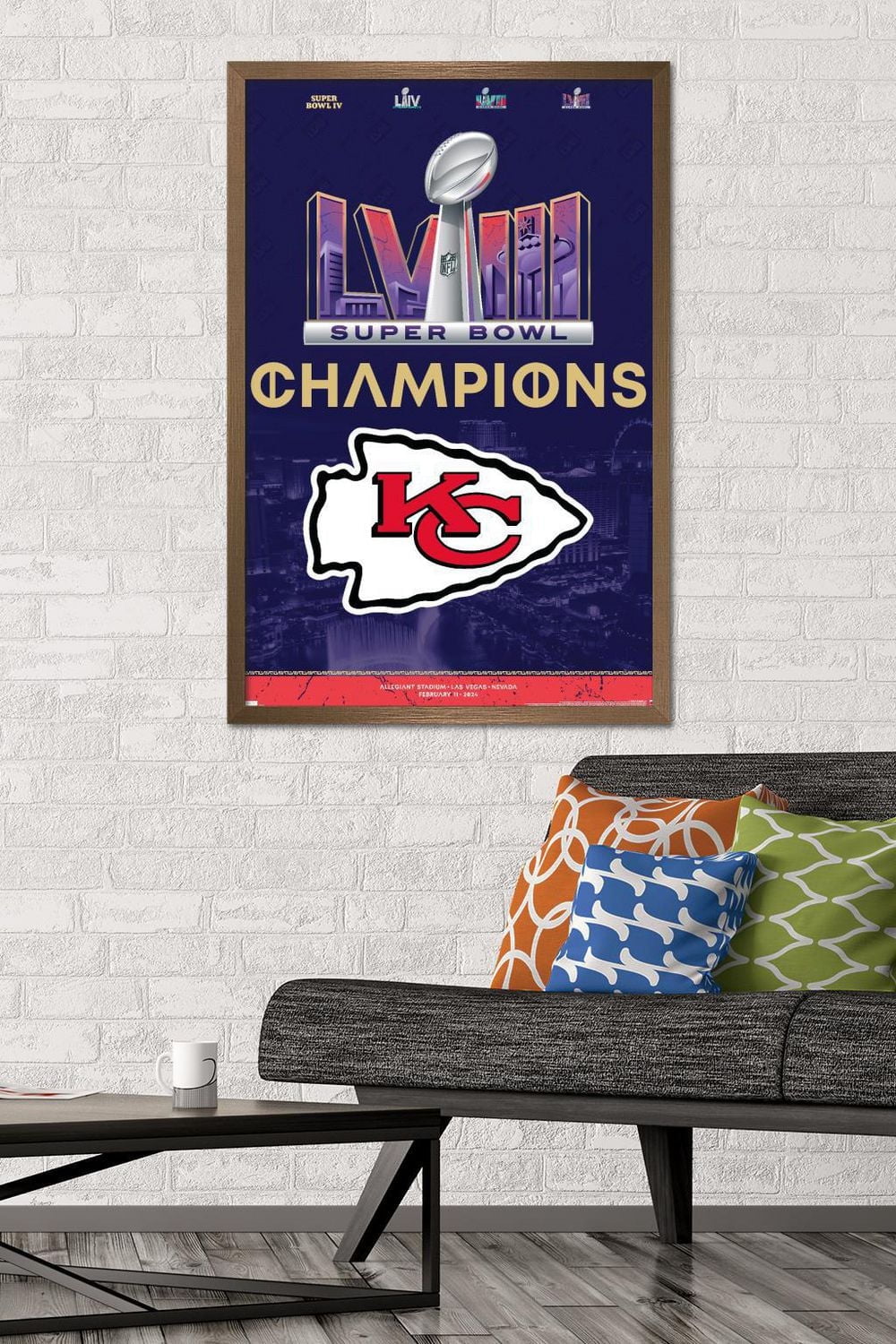 NFL Kansas City Chiefs - Super Bowl LVIII Team Logo Wall Poster with Pushpins, 22.375" x 34"