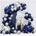 thumbnail image 1 of Kit de guirnaldas con forma de arco con forma de globo YMSZ, azul y plateado, 134 unidades, para fiestas, 1 of 7