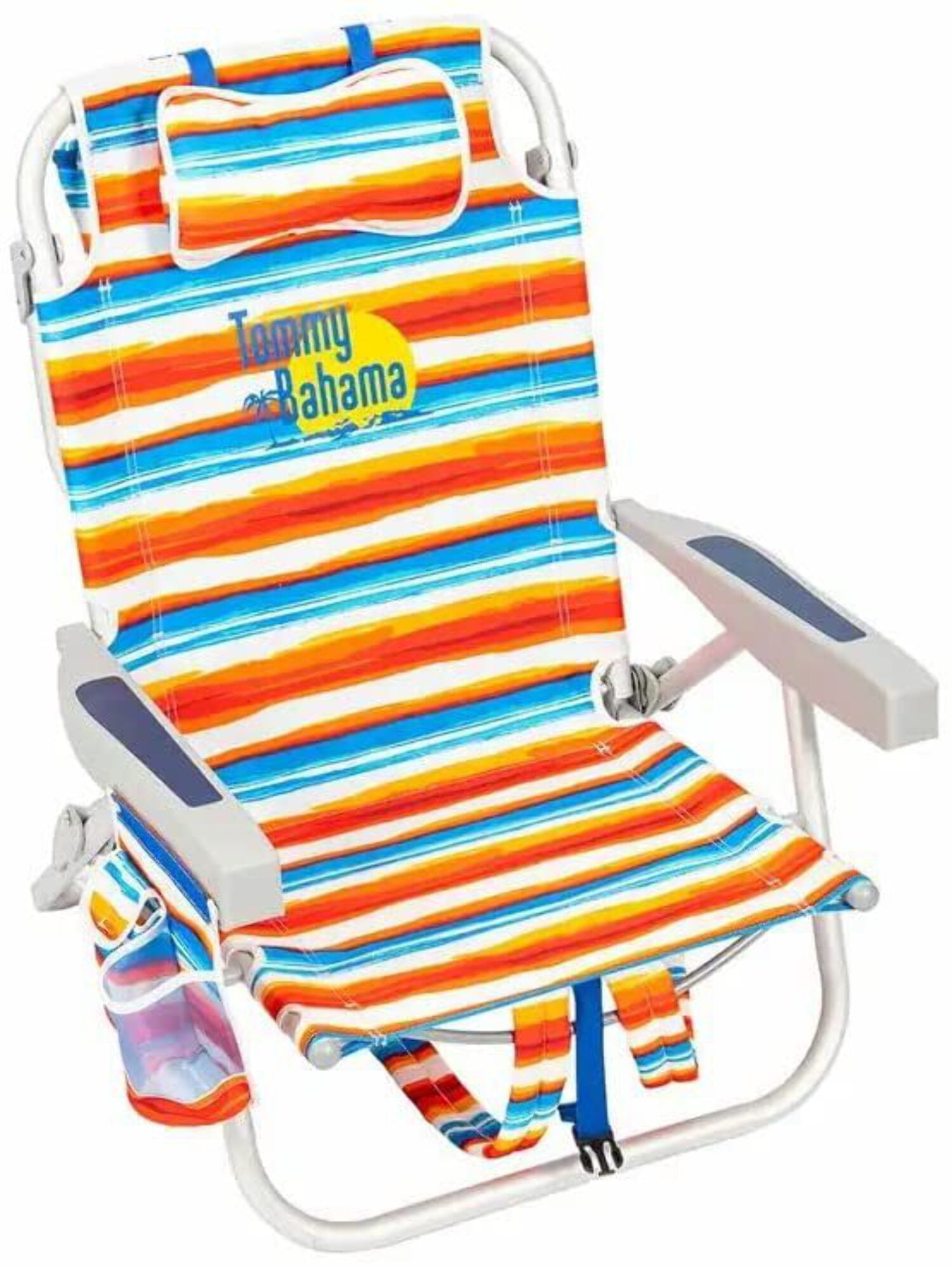 2 PACKTommy Bahama Backpack Beach Folding Deck Chair Blue Green Stripes 2020 