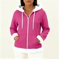 thumbnail image 5 of Wutalume Women's Casual Fashion Long Sleeved Zip Up Fleece Hooded Cardigan, Soft and Warm Outerwear for Relaxed Style and Winter Layering,Hot Pink L, 5 of 5