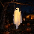 thumbnail image 4 of Linnome Solar Powered Swinging Ghost Halloween Decor, Waterproof Lighted Hanging Ghost Ornament, Indoor Outdoor Yard Porch Tree Hanging Fall Halloween Party Ornament(without Remote Control), 4 of 7