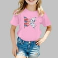 thumbnail image 2 of Razzly Child Girls Patriotic Short Sleeve Tshirt 4th of July Independence Day Flag Print Tee Comfortable Casual Summer Top for Toddler Kids(Pink,7-8 Years), 2 of 4